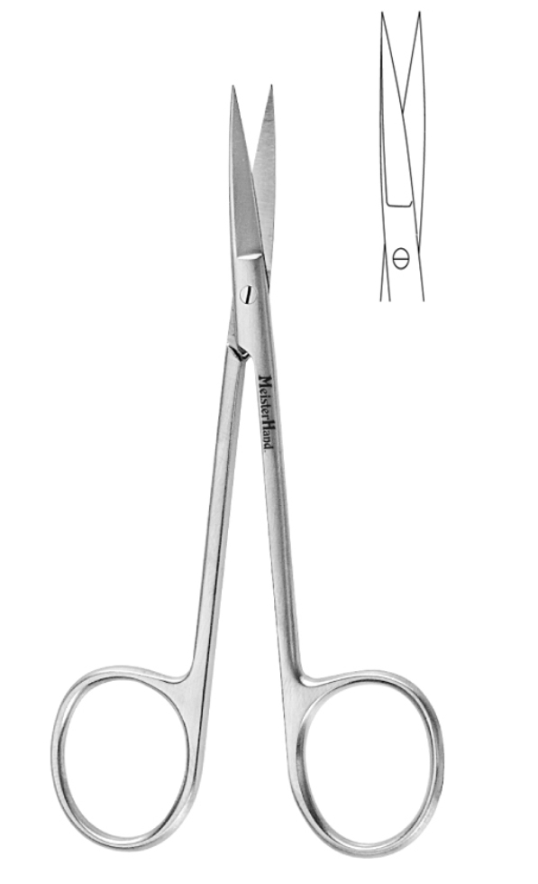 Scissors Iris Scissors MeisterHand® 4-1/2 Inch Length Surgical Grade Stainless Steel NonSterile Finger Ring Handle Curved Sharp Tip / Sharp Tip by Integra York PA, Inc. (Miltex)  ID MH5-306